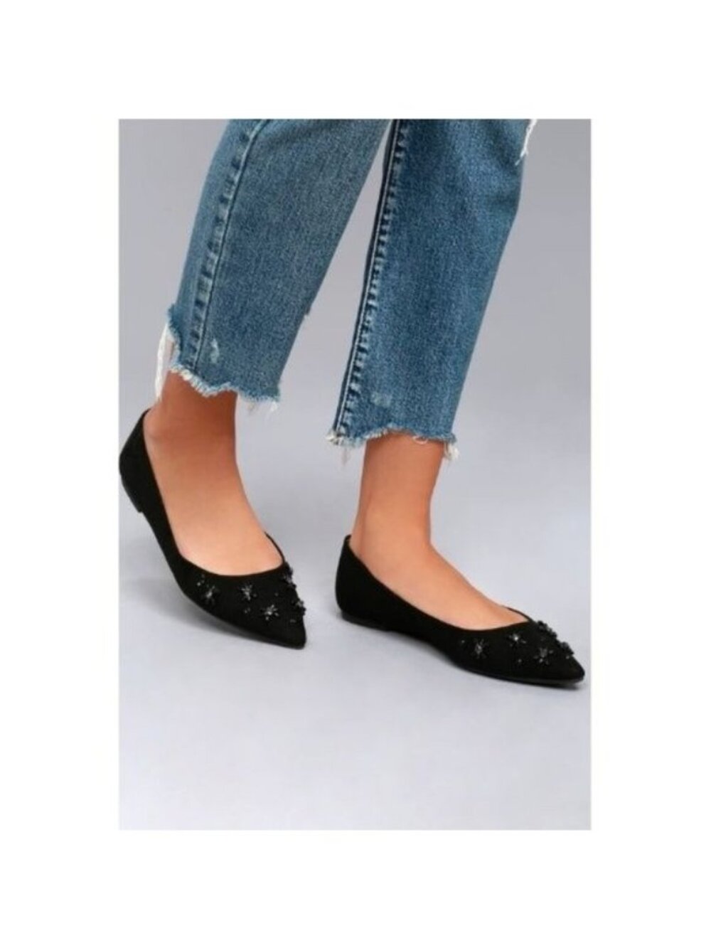 Circus By Sam Edelman Black Velvet Flats With Rhinestone & Stud Detail